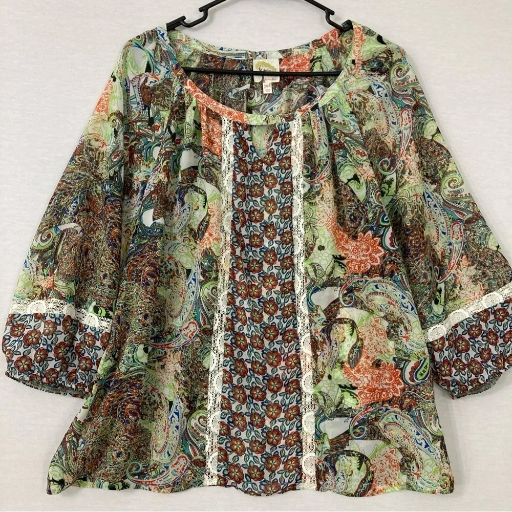 Fig and Flower Multicolor Paisley Blouse